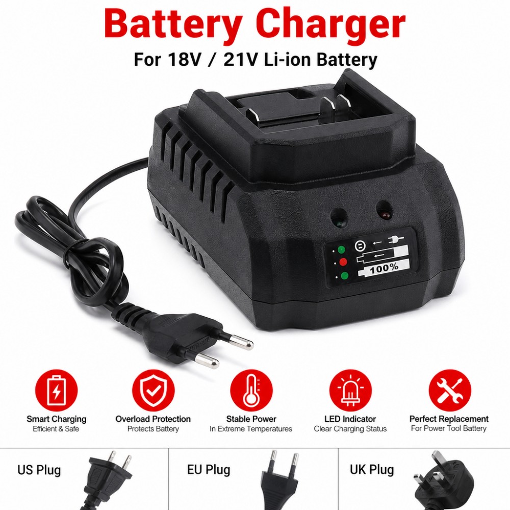 Brushless Cordless Electric Drill 18V - 18V 21V Battery Charger Compatible With