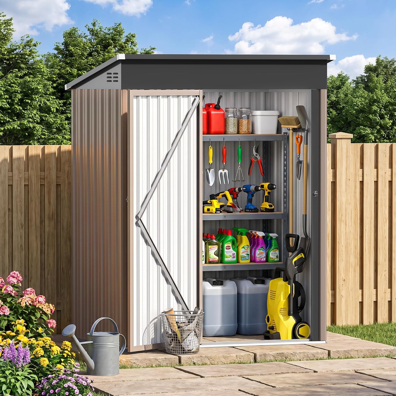 5x3FT Metal Storage Shed with  - đánh giá và giá Garden Tools